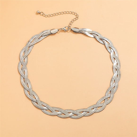 ⚜️[𝟯𝟬%𝗢𝗙𝗙|𝗯𝘂𝗻𝗱𝗹𝗲𝘀 𝟯+]⚜️Silver Braid Snake Chain Flat Choker NEW - Picture 5 of 9